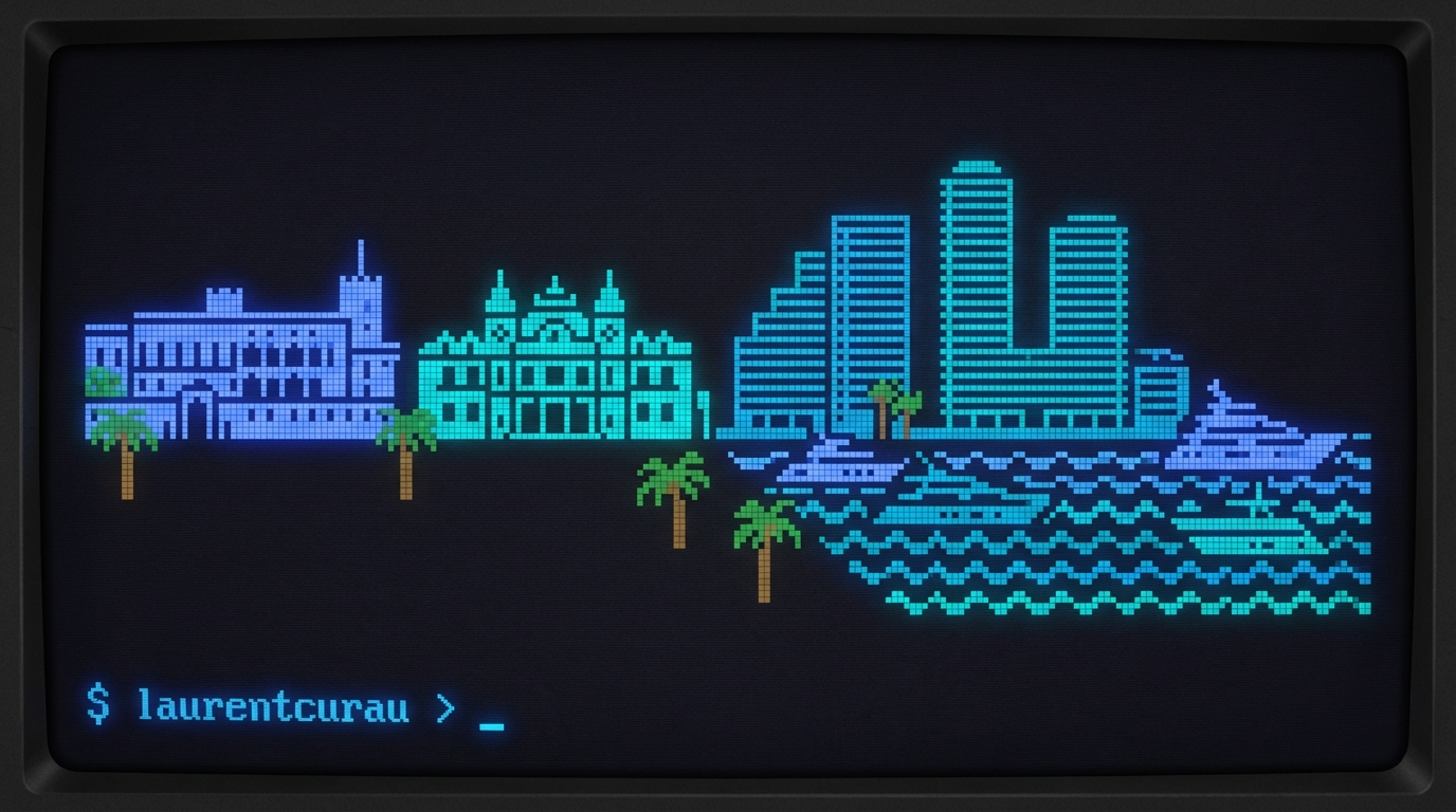 Monaco skyline in pixel art style